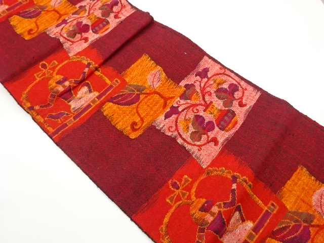 JAPANESE NAGOYA OBI / MAWATA TSUMUGI / WOVEN ARABESQUE
